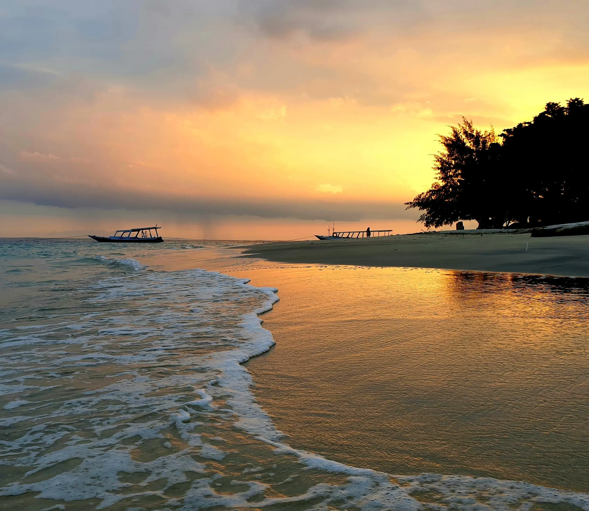 Sunset over a calm beach