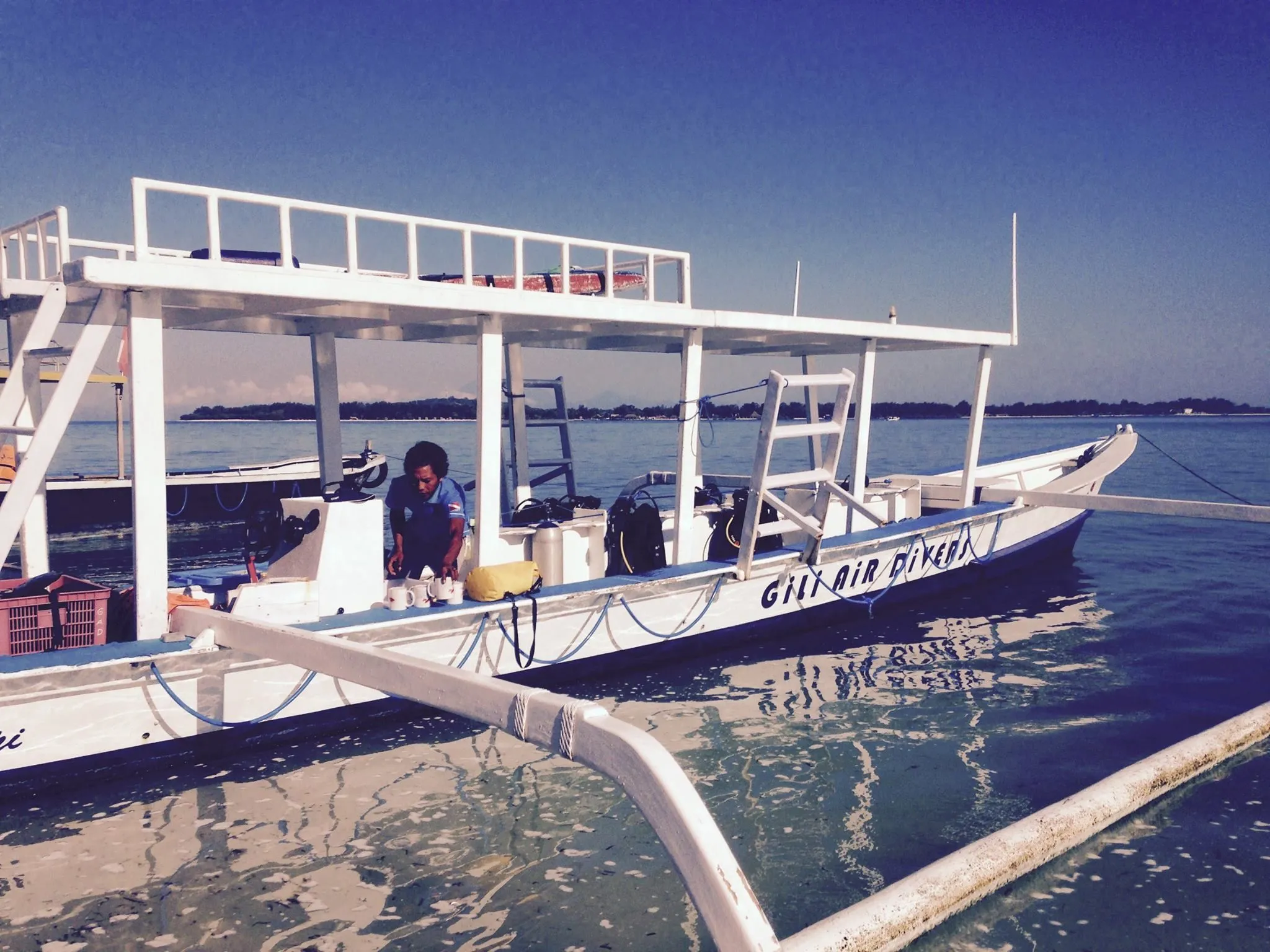 Boats moored at jetty