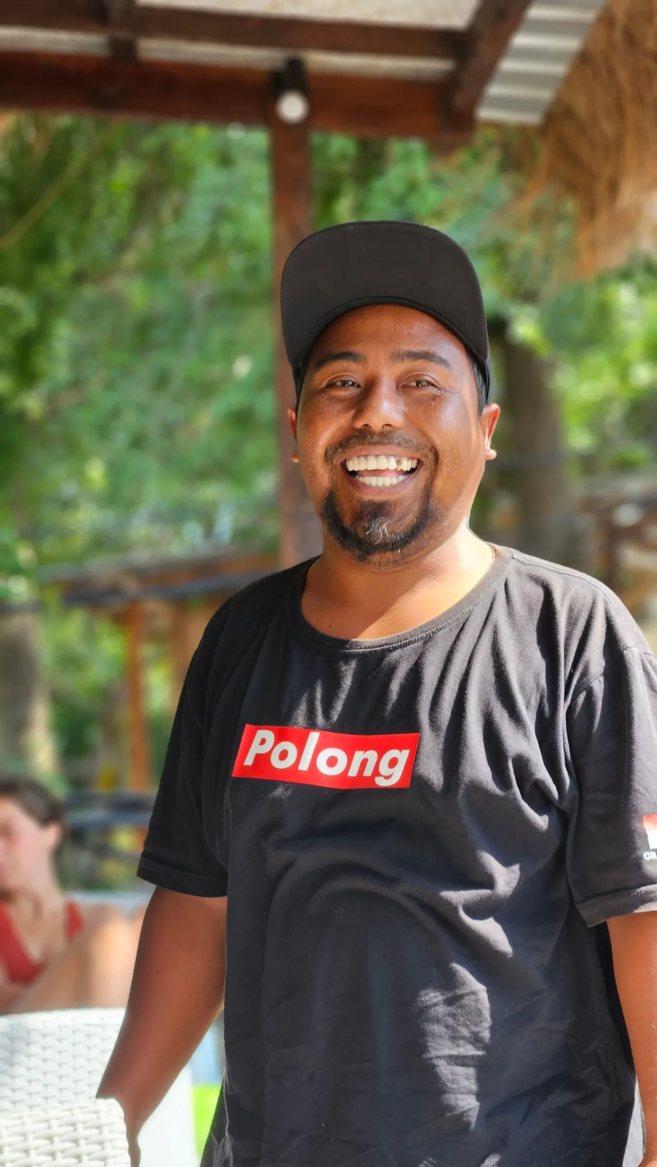 Portrait in branded T-shirt
