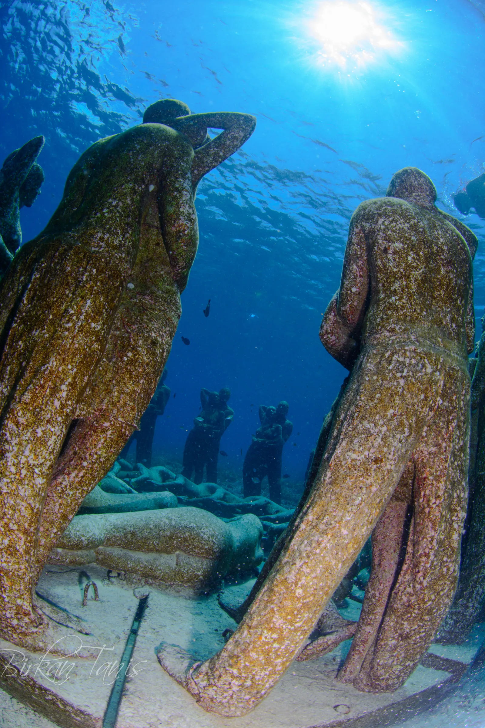 Underwater statues on the bottom
