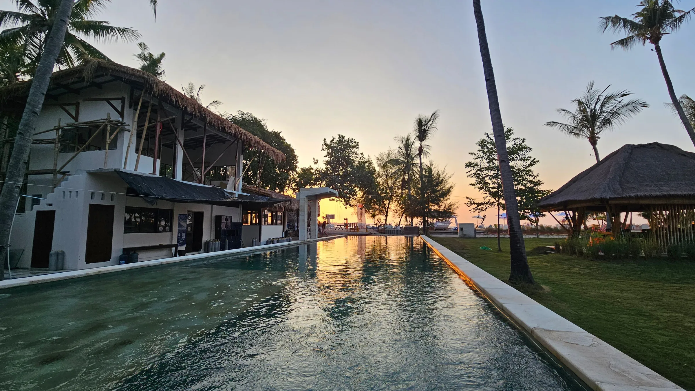 Sunset behind the pavilion