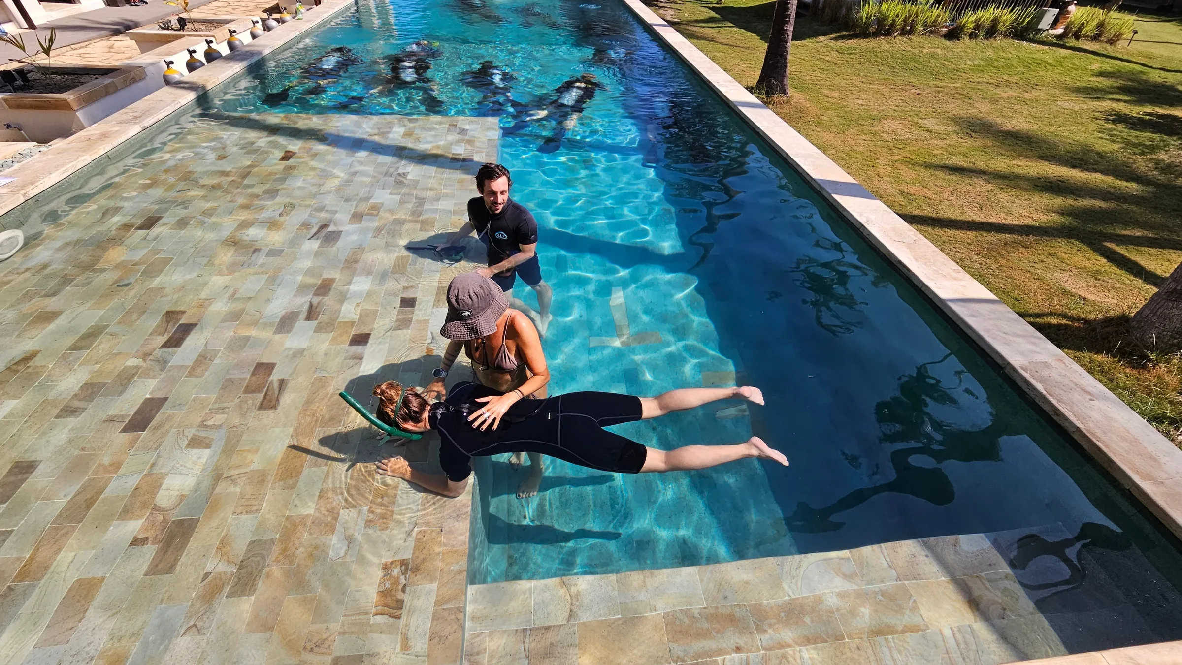 Freediver practicing static