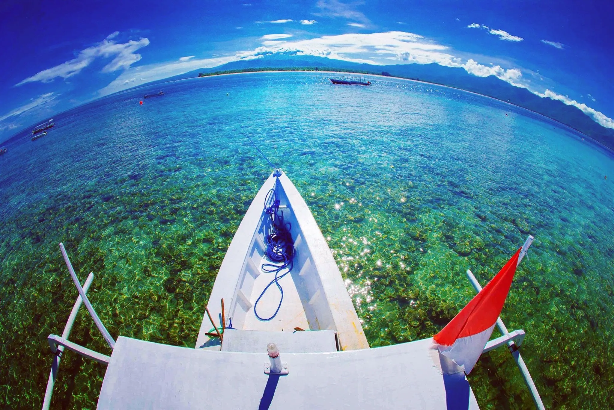 Boat over shallow reef
