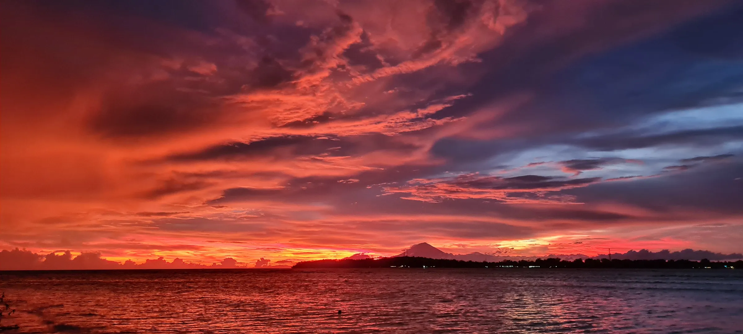 Red sunset over the sea